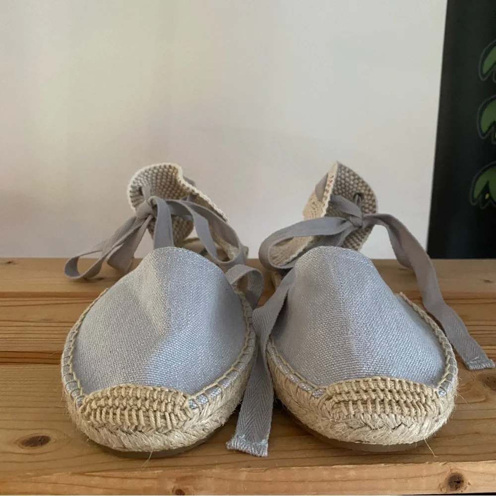 Soludos Gray Lauren Lace Up Espadrille Shoes 9.5